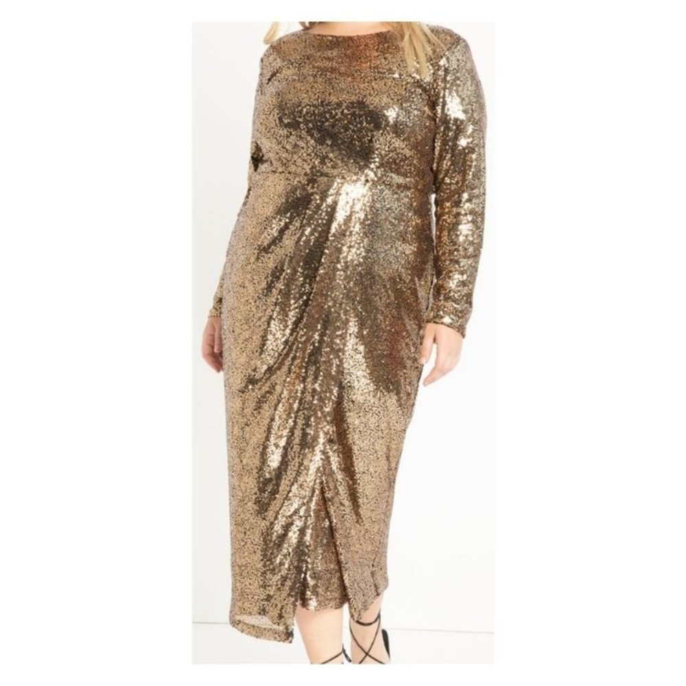Eloquii Gold Sequin Dress - Sz 28